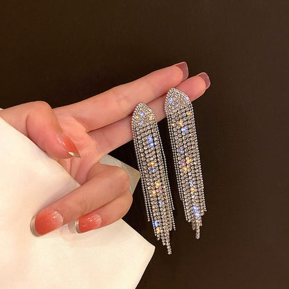 Fashion Tassel Alloy Inlay Artificial Diamond Women'S Drop Earrings 1 Pair