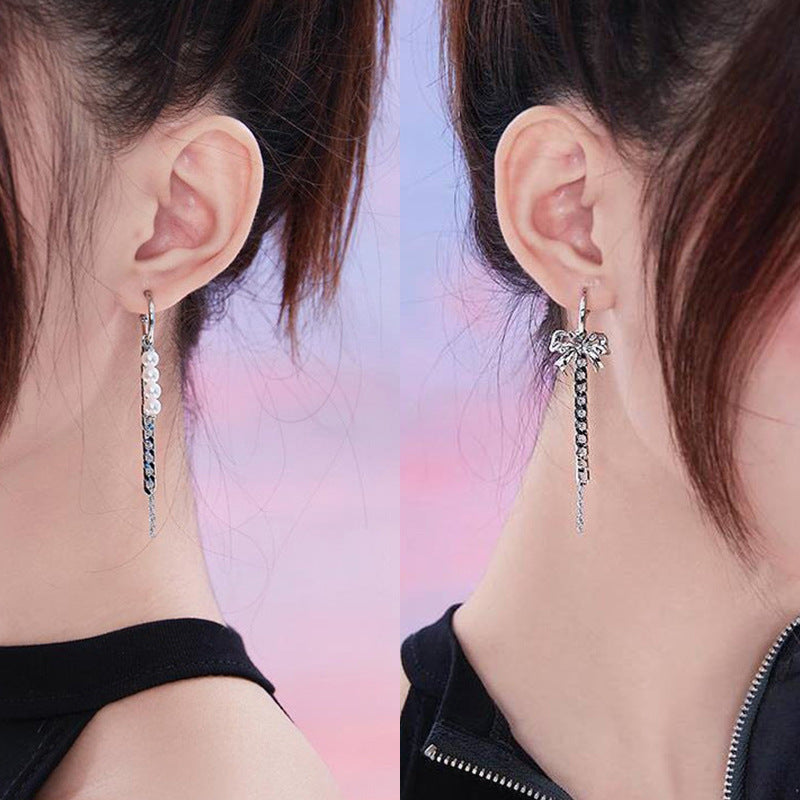 Fashion Tassel Alloy Inlay Artificial Diamond Women'S Drop Earrings 1 Pair