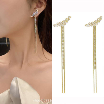 Fashion Tassel Alloy Inlay Artificial Diamond Women'S Drop Earrings 1 Pair