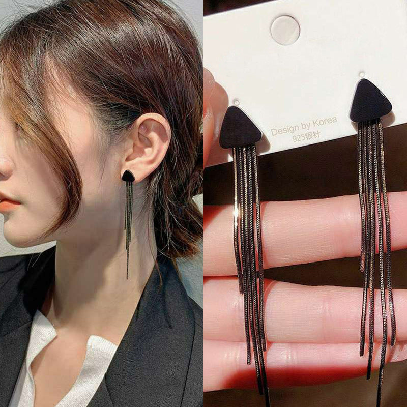 Fashion Tassel Alloy Inlay Artificial Diamond Women'S Drop Earrings 1 Pair