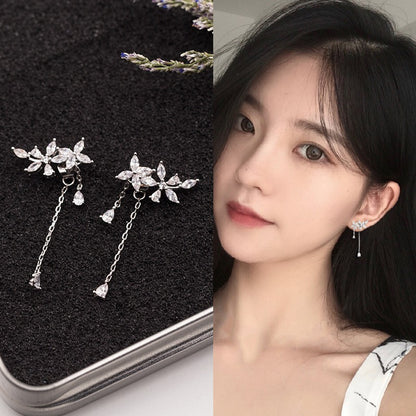 Fashion Tassel Alloy Inlay Artificial Diamond Women'S Drop Earrings 1 Pair