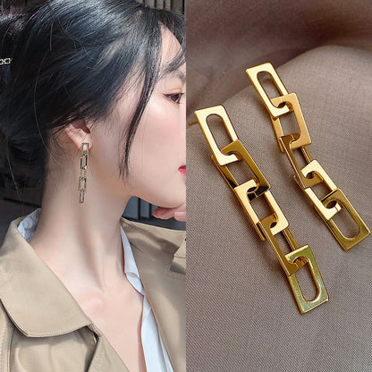 Fashion Tassel Alloy Inlay Artificial Diamond Women'S Drop Earrings 1 Pair