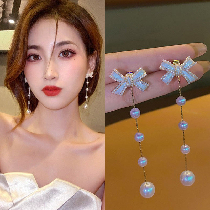 Fashion Tassel Alloy Inlay Artificial Diamond Women'S Drop Earrings 1 Pair