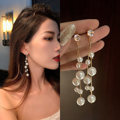 Fashion Tassel Alloy Inlay Artificial Diamond Women'S Drop Earrings 1 Pair