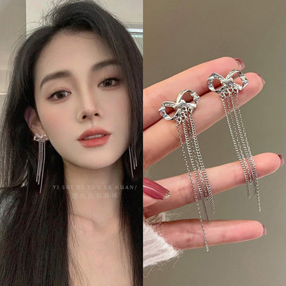 Fashion Tassel Alloy Inlay Artificial Diamond Women'S Drop Earrings 1 Pair