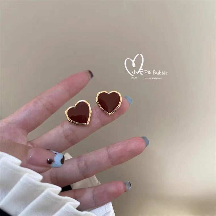 Simple Style Heart Shape Alloy Plating Women's Ear Studs 1 Pair