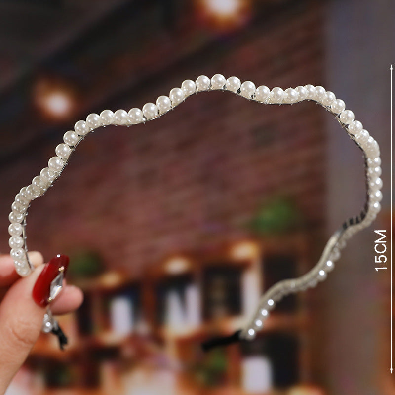 Women'S Fashion Waves Alloy Inlay Artificial Pearls Headwear