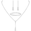 Fashion Claw Chain Rhinestone Zircon Angel Tear Drop Necklace Earrings Bridal Jewelry Set