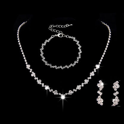 Simple Style Solid Color Rhinestone Inlay Zircon Jewelry Set