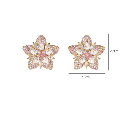 Sweet Geometric Star Copper Inlay Zircon Ear Studs 1 Pair