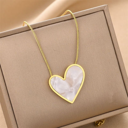 Wholesale Simple Style Heart Shape Titanium Steel Inlay Glass Earrings Necklace