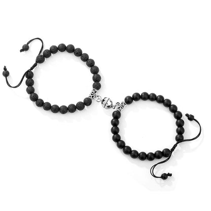 Fashion Round Stainless Steel Alloy Natural Stone Beaded Bracelets