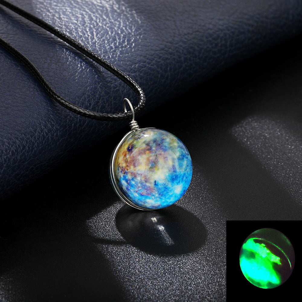 Simple Style Starry Sky Glass Leather Rope Luminous Unisex Pendant Necklace 1 Piece