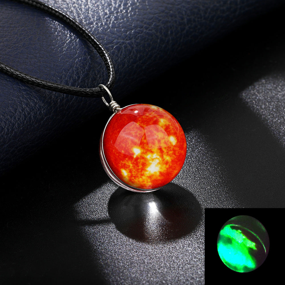 Simple Style Starry Sky Glass Leather Rope Luminous Unisex Pendant Necklace 1 Piece