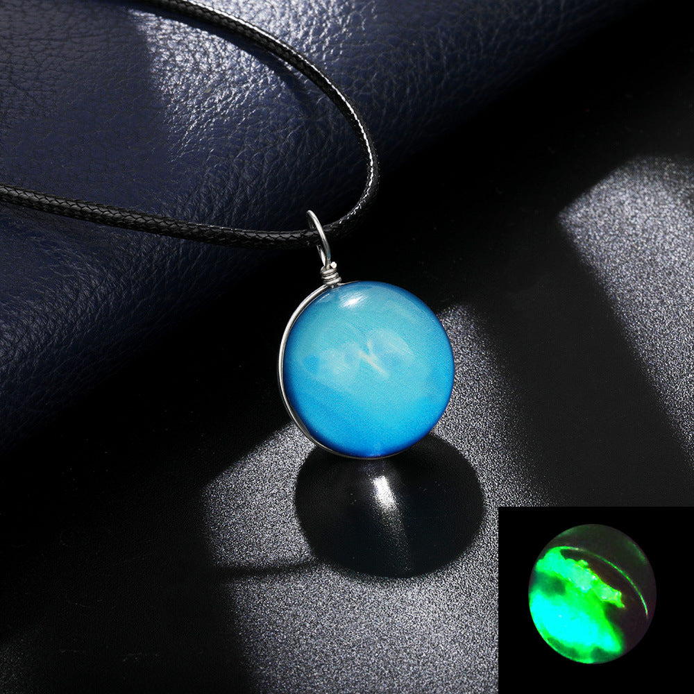 Simple Style Starry Sky Glass Leather Rope Luminous Unisex Pendant Necklace 1 Piece