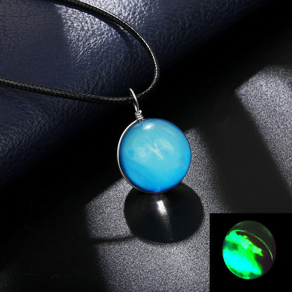 Simple Style Starry Sky Glass Leather Rope Luminous Unisex Pendant Necklace 1 Piece