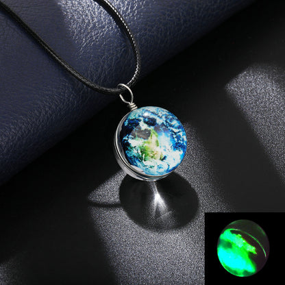 Simple Style Starry Sky Glass Leather Rope Luminous Unisex Pendant Necklace 1 Piece