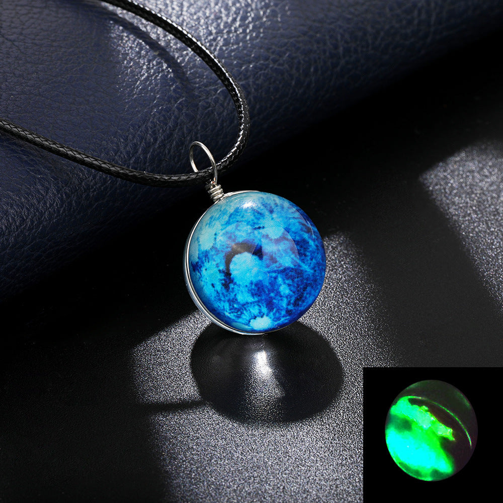 Simple Style Starry Sky Glass Leather Rope Luminous Unisex Pendant Necklace 1 Piece