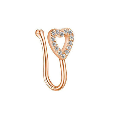 Simple Style Heart Shape Stainless Steel Inlay Zircon Nose Ring 1 Piece