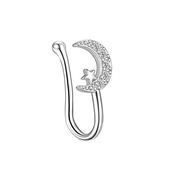 Simple Style Heart Shape Stainless Steel Inlay Zircon Nose Ring 1 Piece