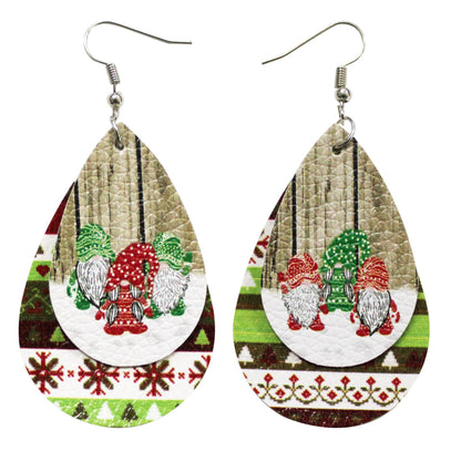 1 Pair Cute Santa Claus Snowman Elk Pu Leather Drop Earrings