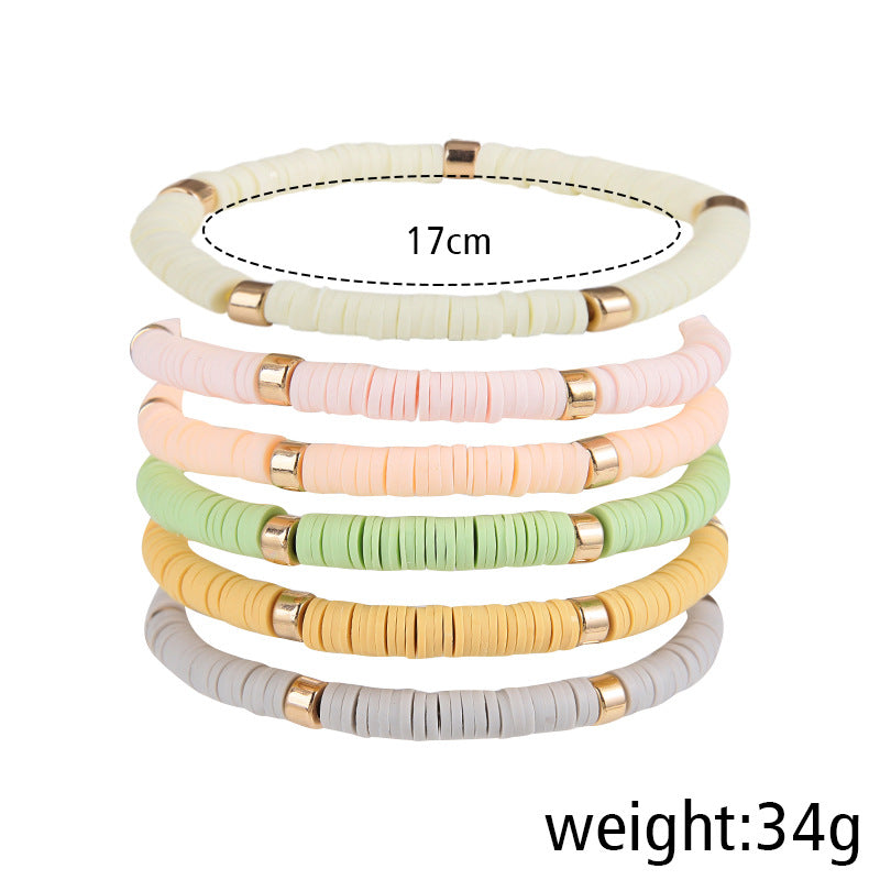 Simple Style Color Block Soft Clay Knitting Women's Bracelets 6 Pieces