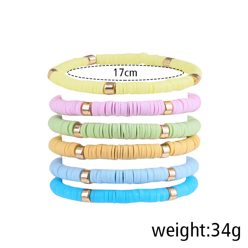 Simple Style Color Block Soft Clay Knitting Women's Bracelets 6 Pieces