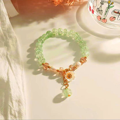 Sweet Flower Glass Beaded Pearl Women's Bracelets 1 Piece