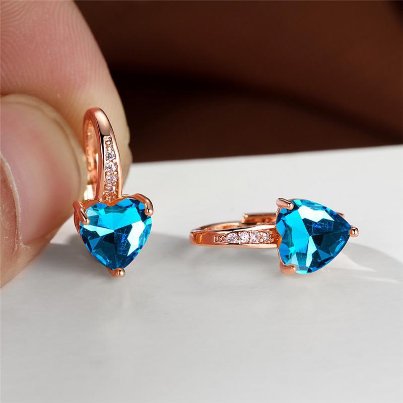 Fashion Heart Shape Copper Plating Inlay Zircon Hoop Earrings 1 Pair