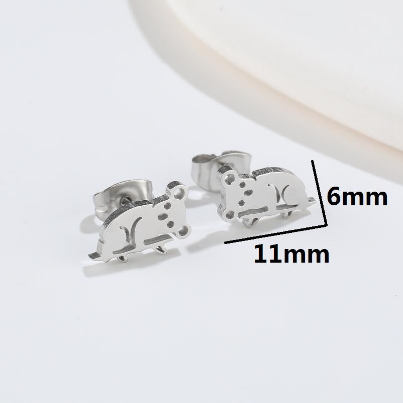 Cute Animal Titanium Steel Plating Ear Studs 1 Pair