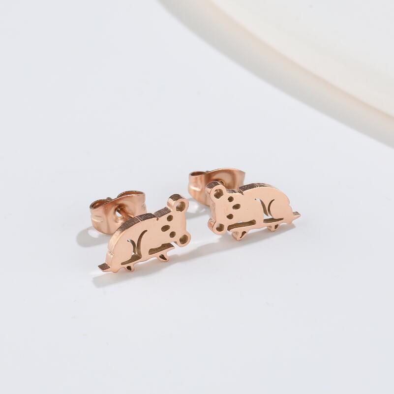 Cute Animal Titanium Steel Plating Ear Studs 1 Pair