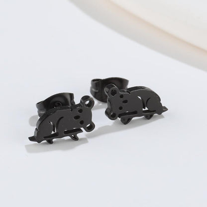 Cute Animal Titanium Steel Plating Ear Studs 1 Pair