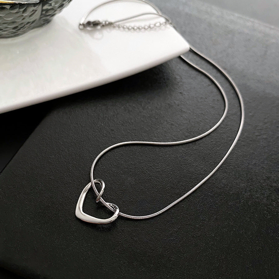 Fashion Heart Shape Titanium Steel Pendant Necklace 1 Piece