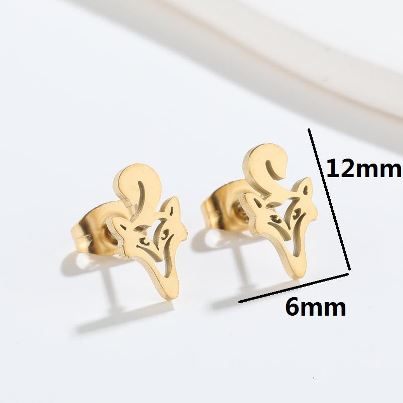 Simple Style Animal Titanium Steel Plating Ear Studs 1 Pair