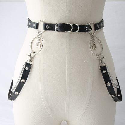 Fashion Solid Color Pu Leather Metal Chain Women'S Corset Belts 1 Piece