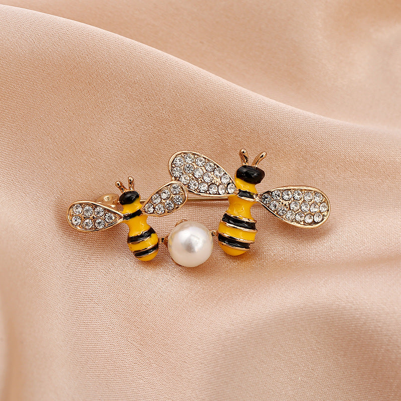 Cartoon Style Bee Imitation Pearl Alloy Rhinestone Enamel Unisex Brooches