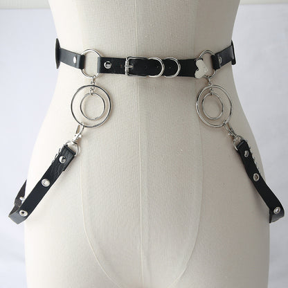 Fashion Solid Color Pu Leather Metal Chain Women'S Corset Belts 1 Piece