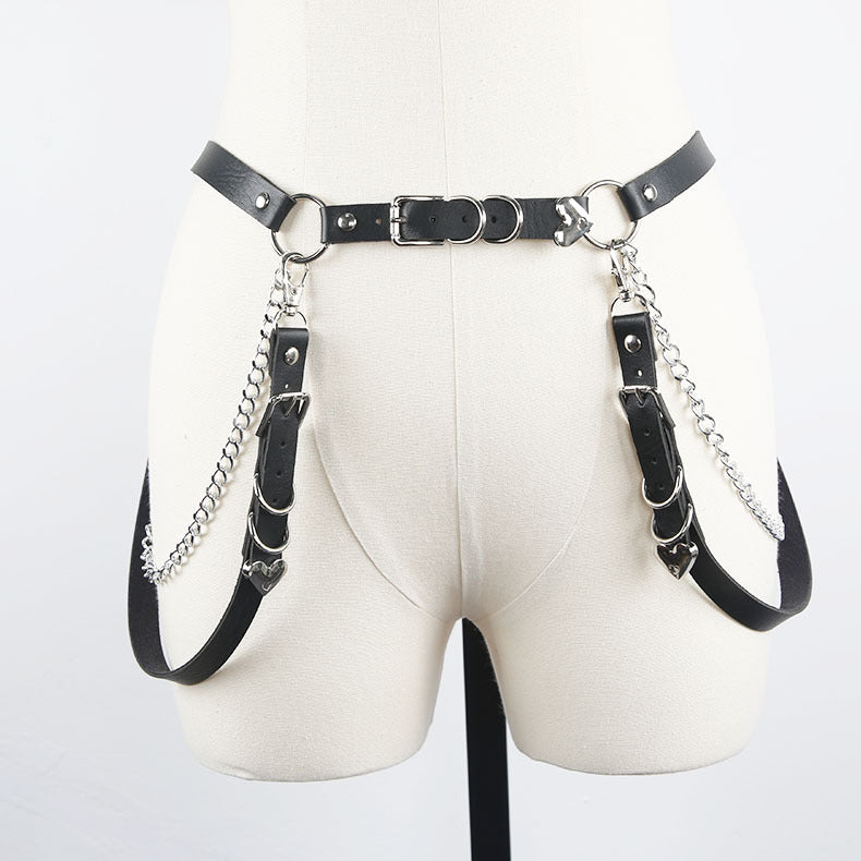 Fashion Solid Color Pu Leather Metal Chain Women'S Corset Belts 1 Piece