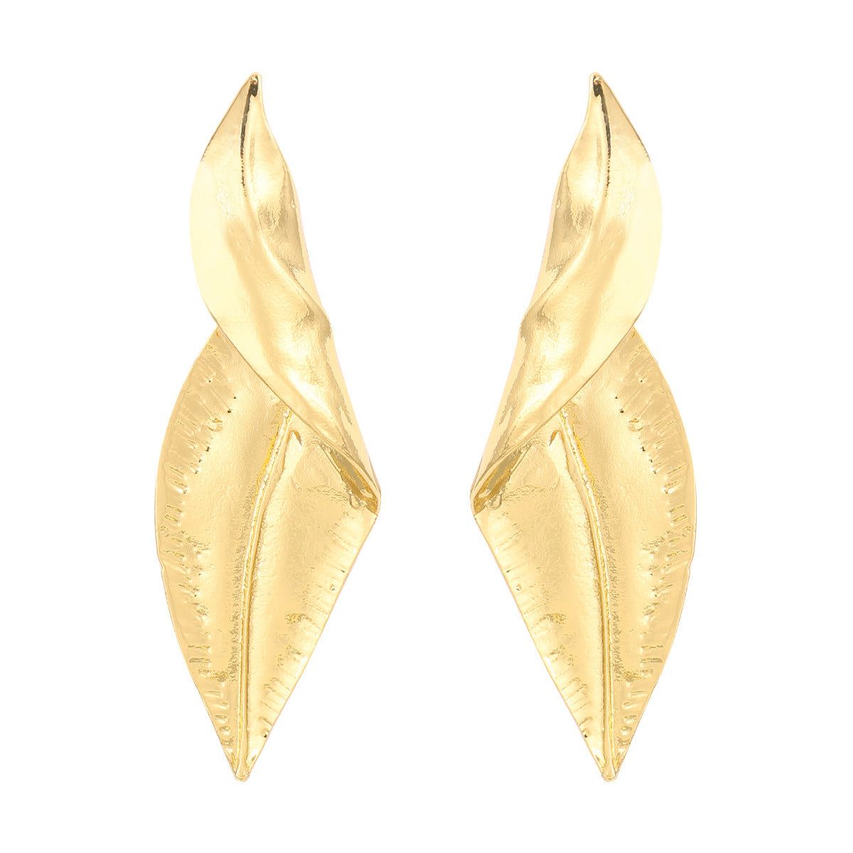 1 Pair Ins Style Leaf Plating Metal Ear Studs