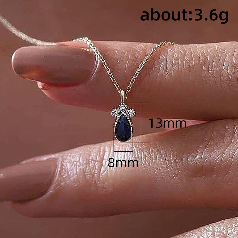 Elegant Water Droplets Copper Plating Zircon Necklace 1 Piece