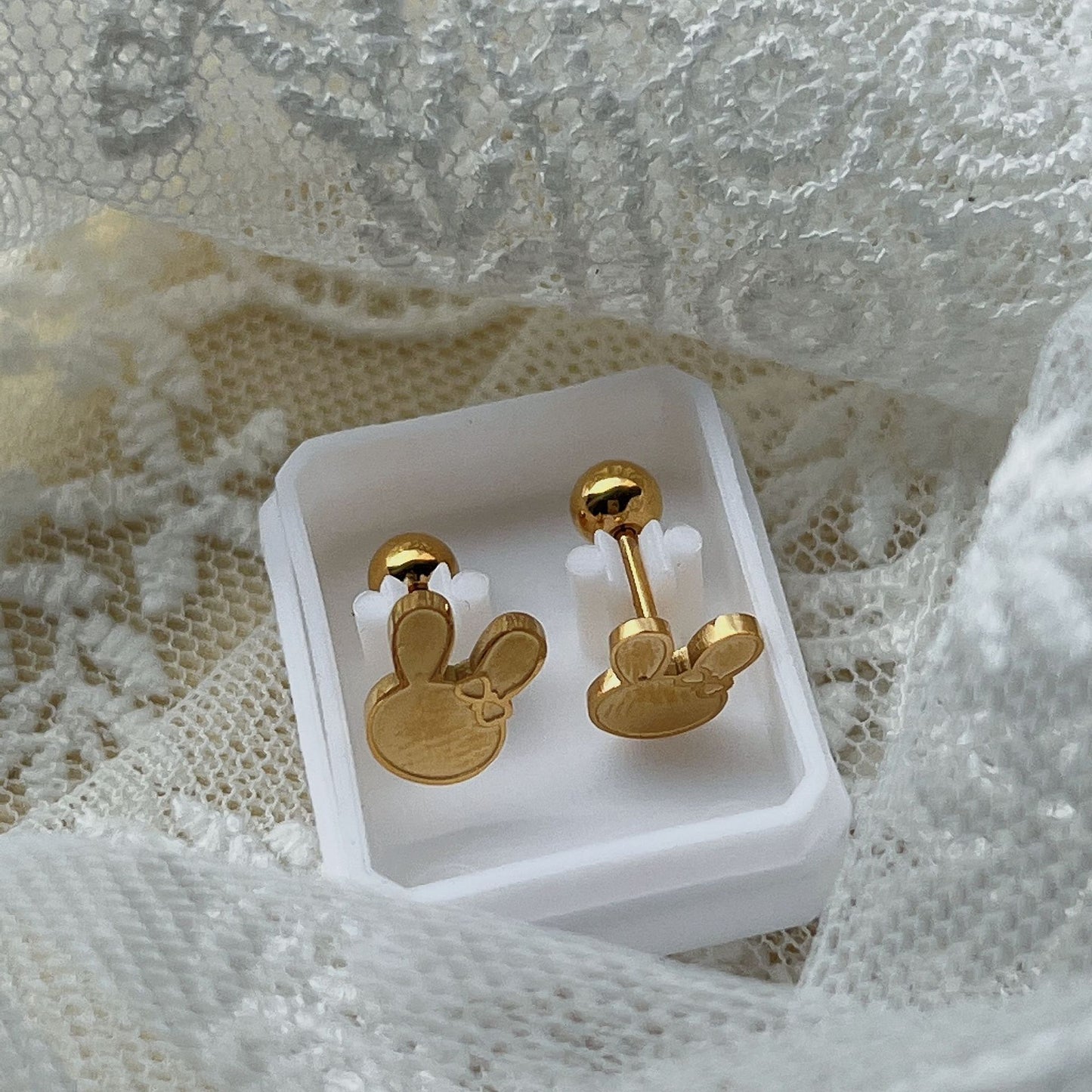 Modern Style Square Heart Shape Flower Copper Plating Ear Studs 1 Pair