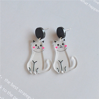 Cartoon Style Cat Arylic Printing Women's Earrings 1 Pair