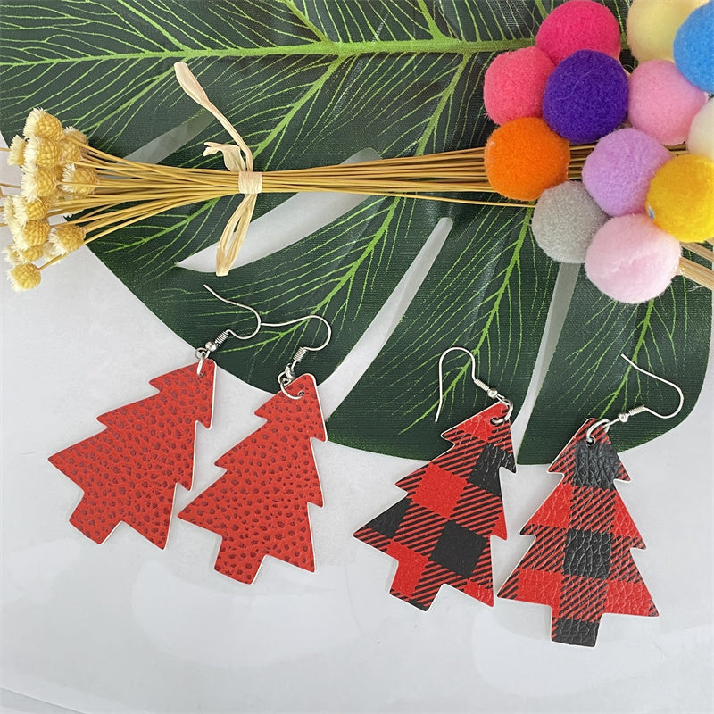 Cute Christmas Hat Christmas Tree Plaid Alloy Women's Drop Earrings 1 Pair