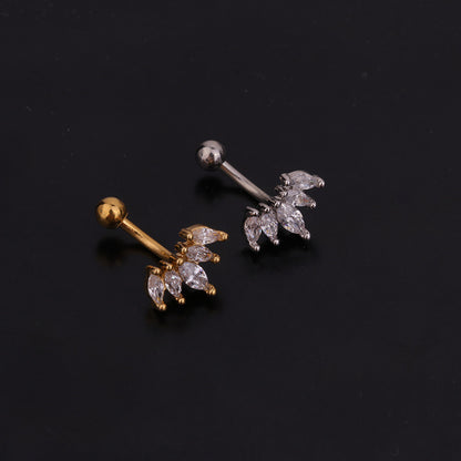 Ear Cartilage Rings & Studs Lady Flower 316 Stainless Steel  Copper Inlaid Zircon