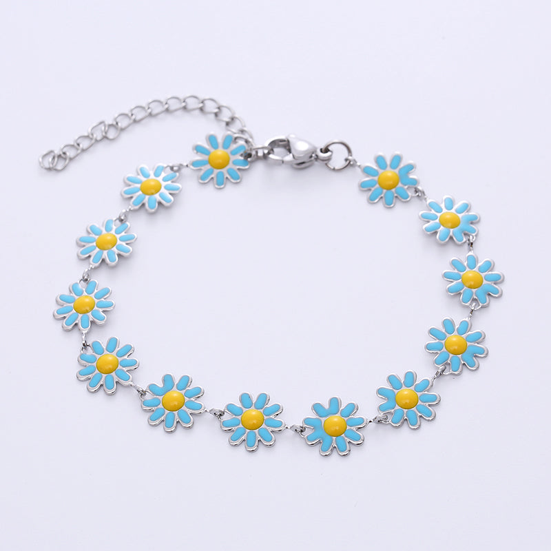 Bohemian Flower Stainless Steel Epoxy Bracelets