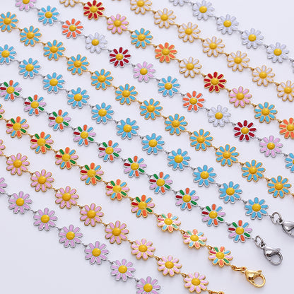 Bohemian Flower Stainless Steel Epoxy Bracelets