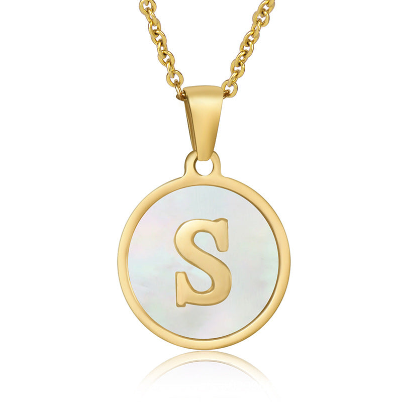 Fashion Round Letter Stainless Steel Plating Necklace