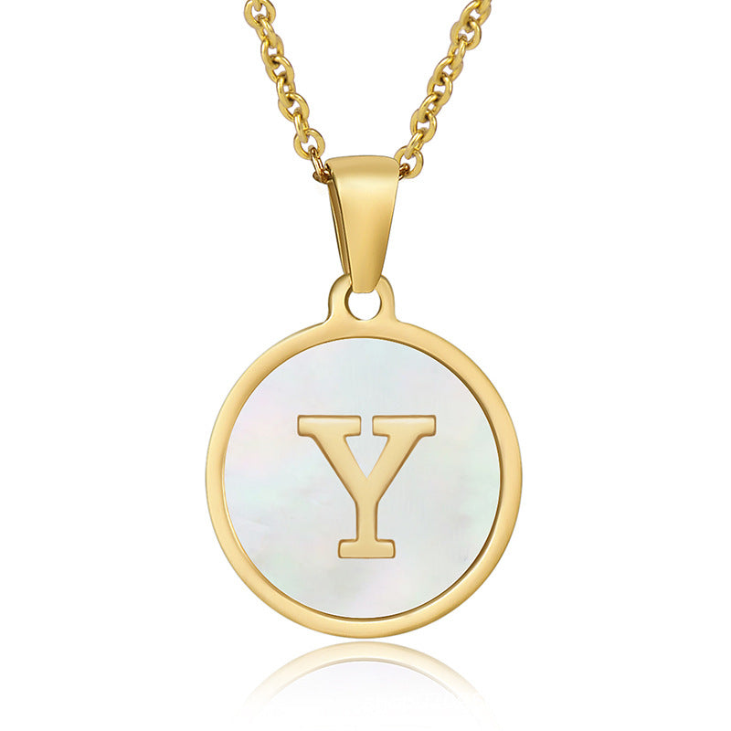 Fashion Round Letter Stainless Steel Plating Necklace