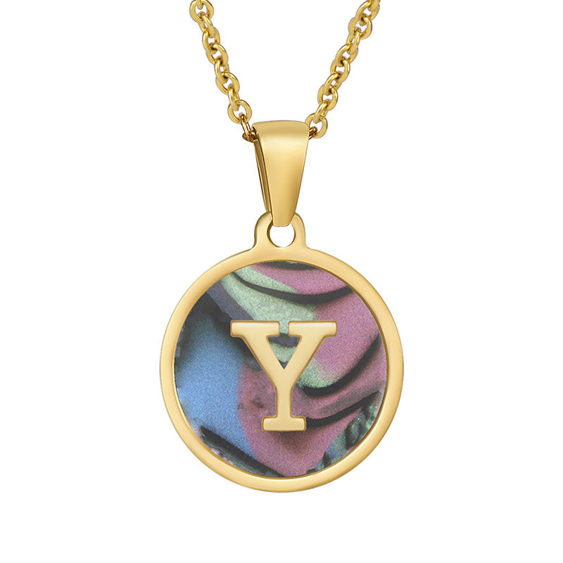 Fashion Round Letter Stainless Steel Plating Necklace