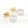 Elegant Geometric Stainless Steel Inlay Artificial Pearls Zircon Ear Studs 1 Pair